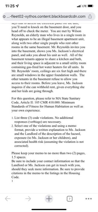 List three (3) code violations. No additional