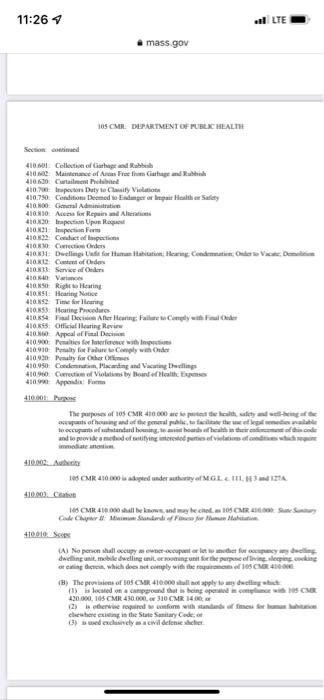 List three (3) code violations. No additional