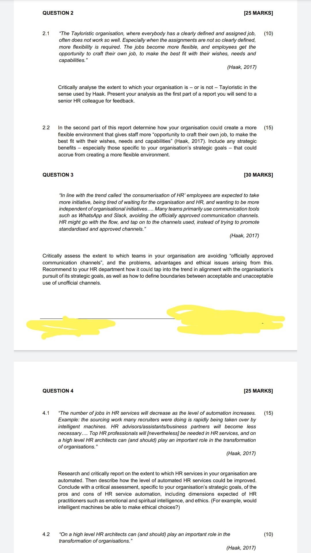 ASSIGNMENT QUESTIONS Preliminary reading: Tom