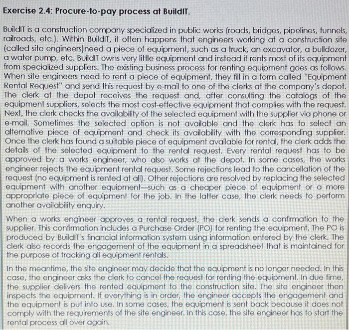 Exercise 2.4: Procure-to-pay process at Buildir.