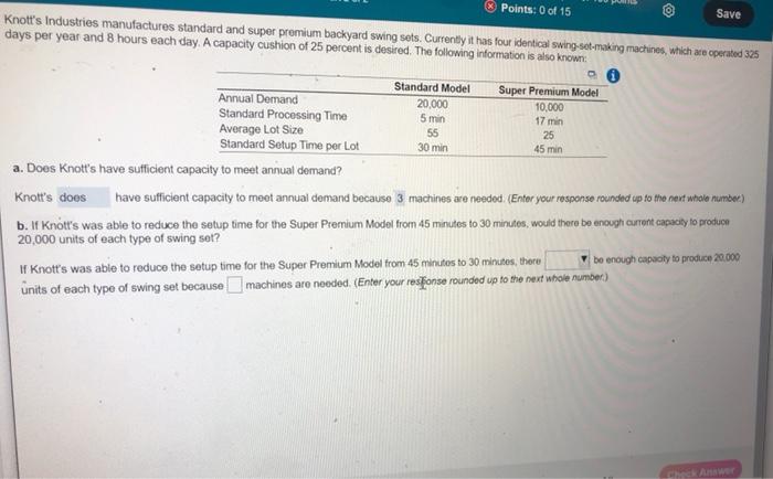 Points: 0 of 15 Knott's Industries manufactures