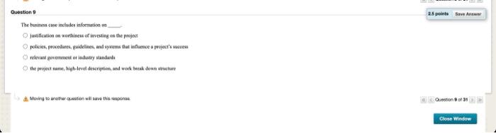 Question 101 2.1 points for Moving to another