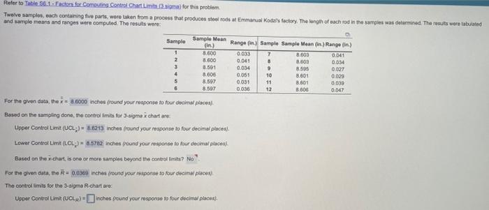 (UCLr) Refer to Table 56.1Factor for Computing