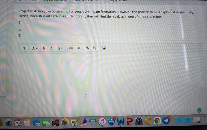 Project matching can occur simultaneously with