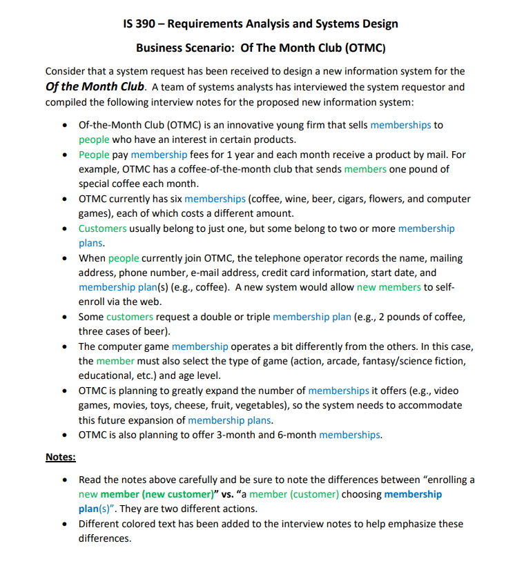 Develop an Event Response List for the scenario.