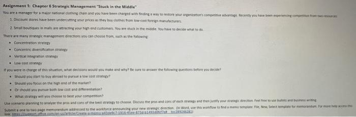 Assignment 1 Chapter 6 Strategic Management Stuck