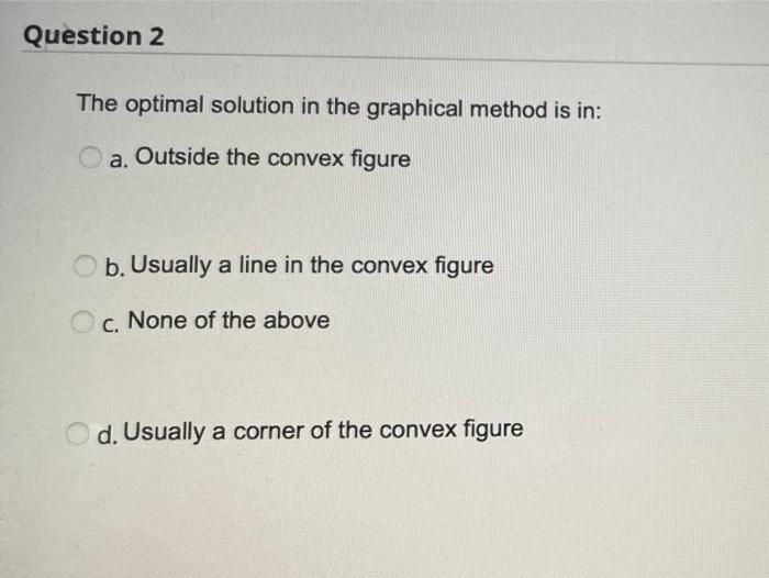 Question 2 The optimal solution in the graphical