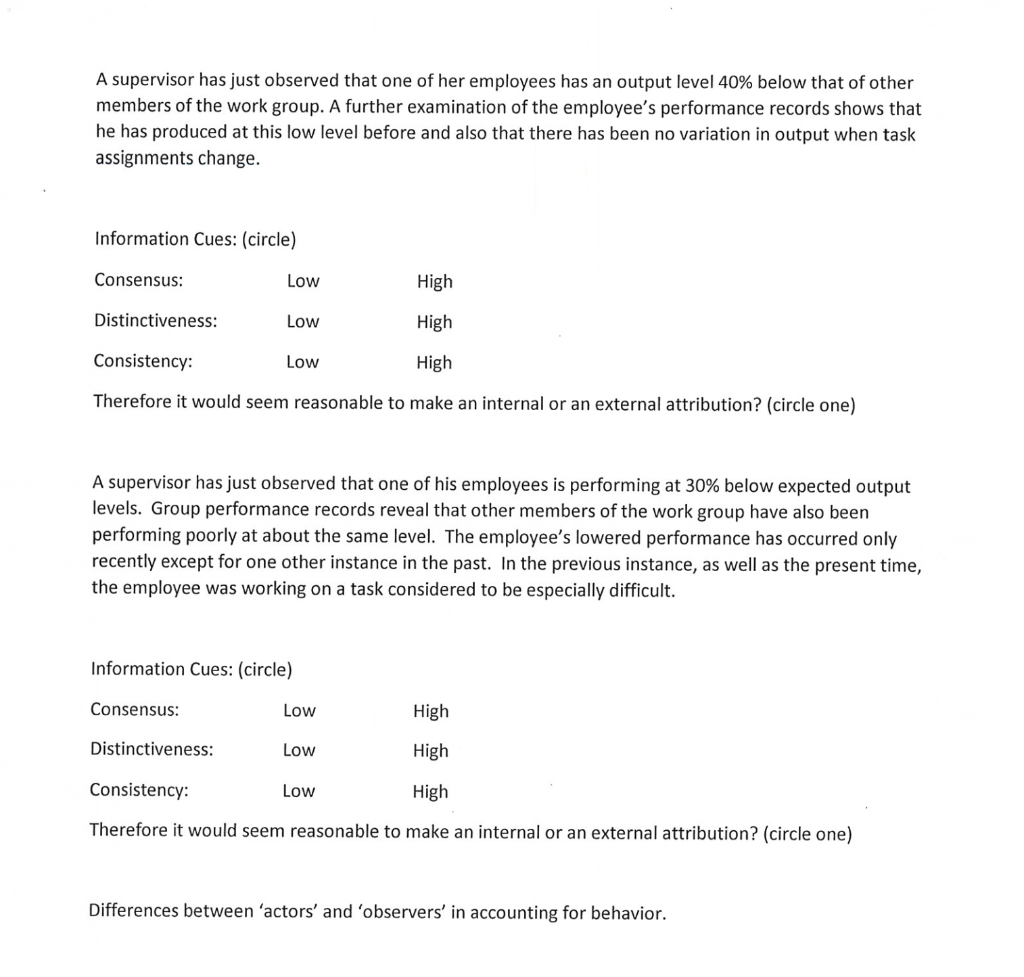 answer information cues and explain why it is low
