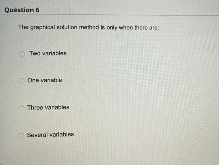 Question 6 The graphical solution method is only