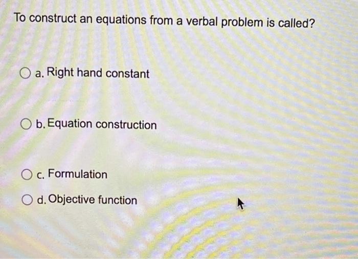 To construct an equations from a verbal problem