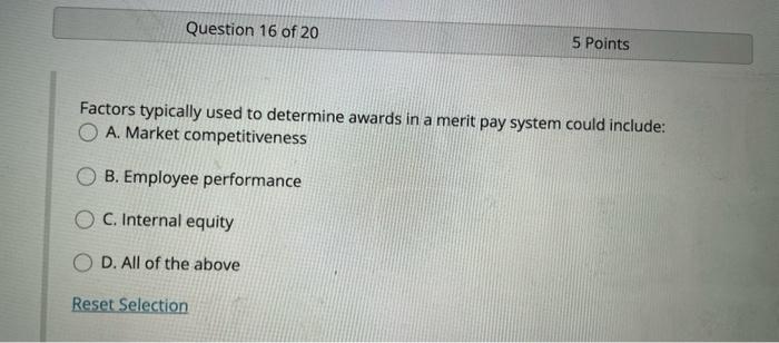 Question 16 of 20 5 Points Factors typically used