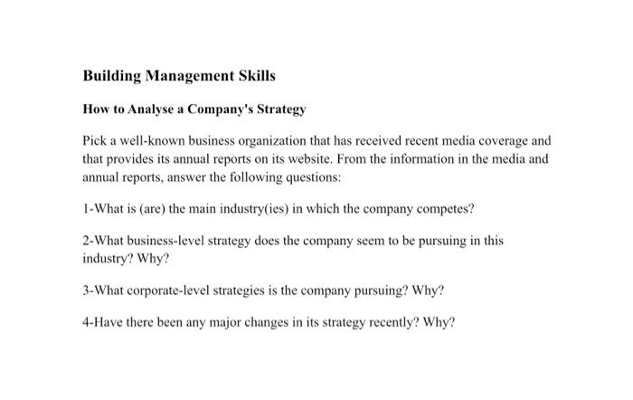 Building Management Skills How to Analyse a