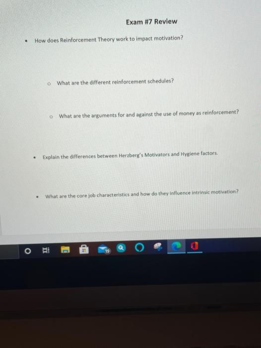 Exam #7 Review . How does Reinforcement Theory