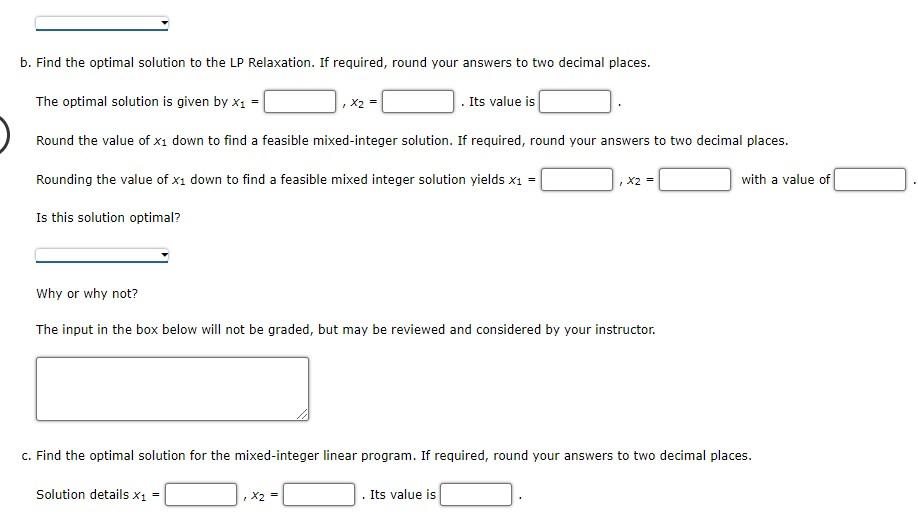 Consider the following mixed-integer linear