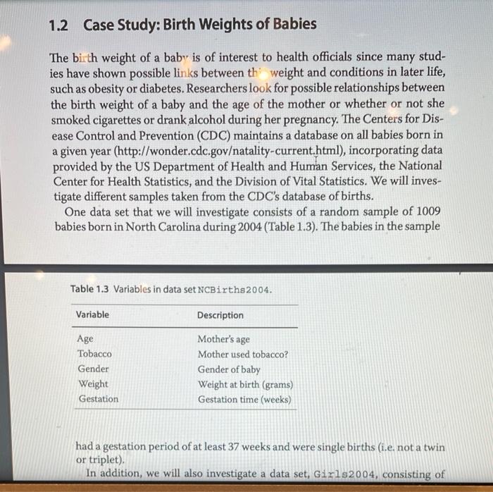 with r code and output please 1.2 Case Study: