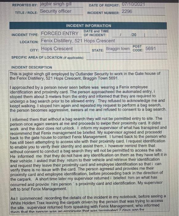 this is draft security incident report completed