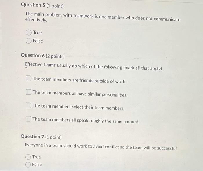 Question 5 (1 point) The main problem with