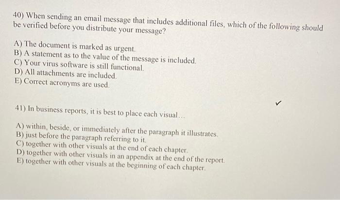 40) When sending an email message that includes