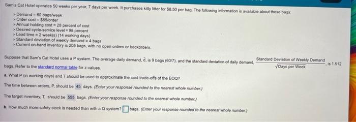 please do it fast.. Sam's Cat Hotel operates 60