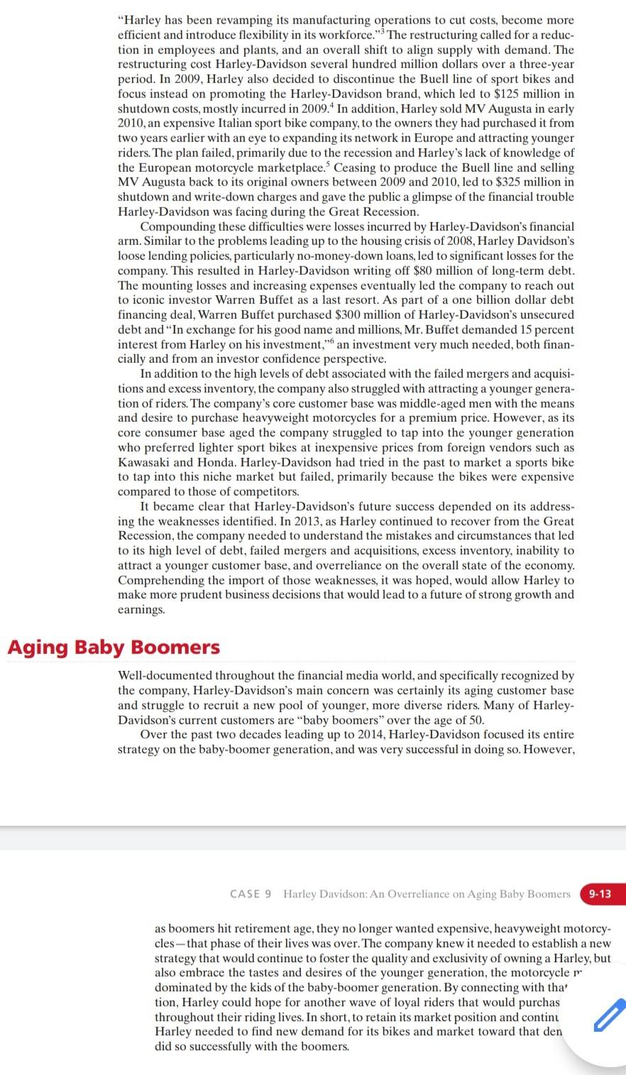 . Required Question: . Harley Davidson: An