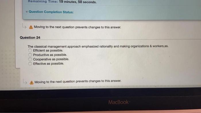 Remaining Time: 19 minutes, 58 seconds. Question