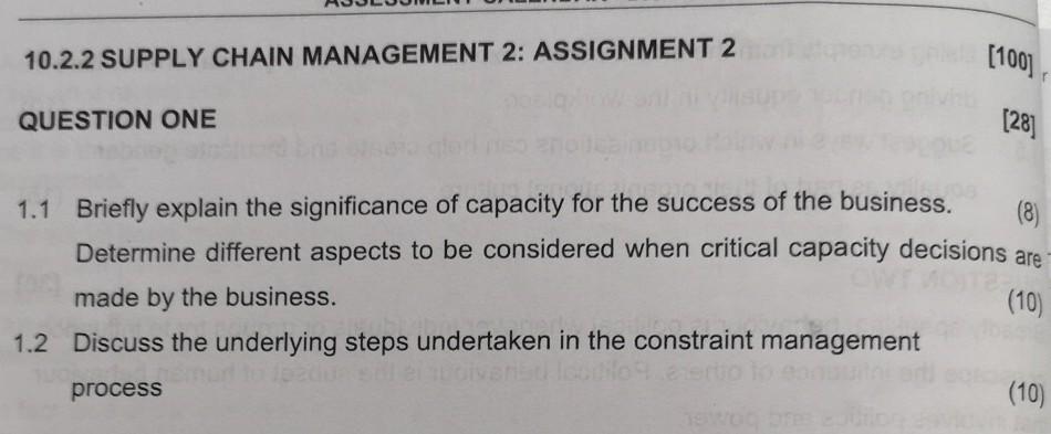 10.2.2 SUPPLY CHAIN MANAGEMENT 2: ASSIGNMENT 2
