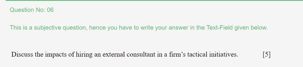 Question No: 06 This is a subjective question,