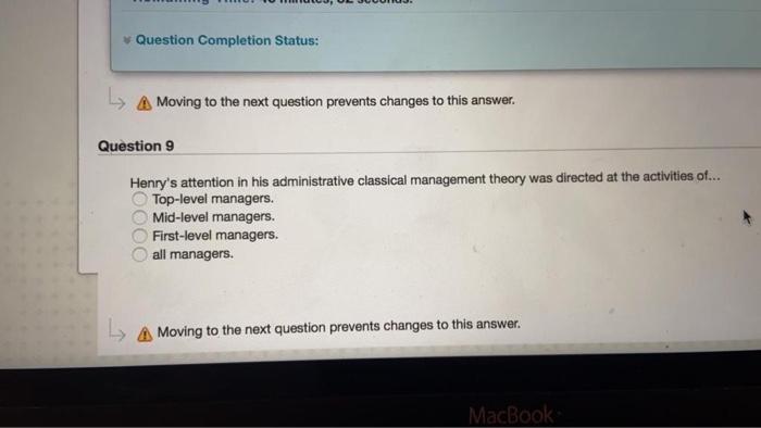 Question Completion Status: 1 A Moving to the