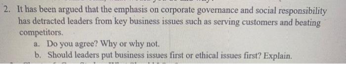 2. It has been argued that the emphasis on