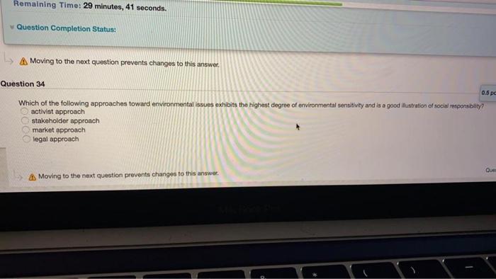 Remaining Time: 29 minutes, 41 seconds. Question
