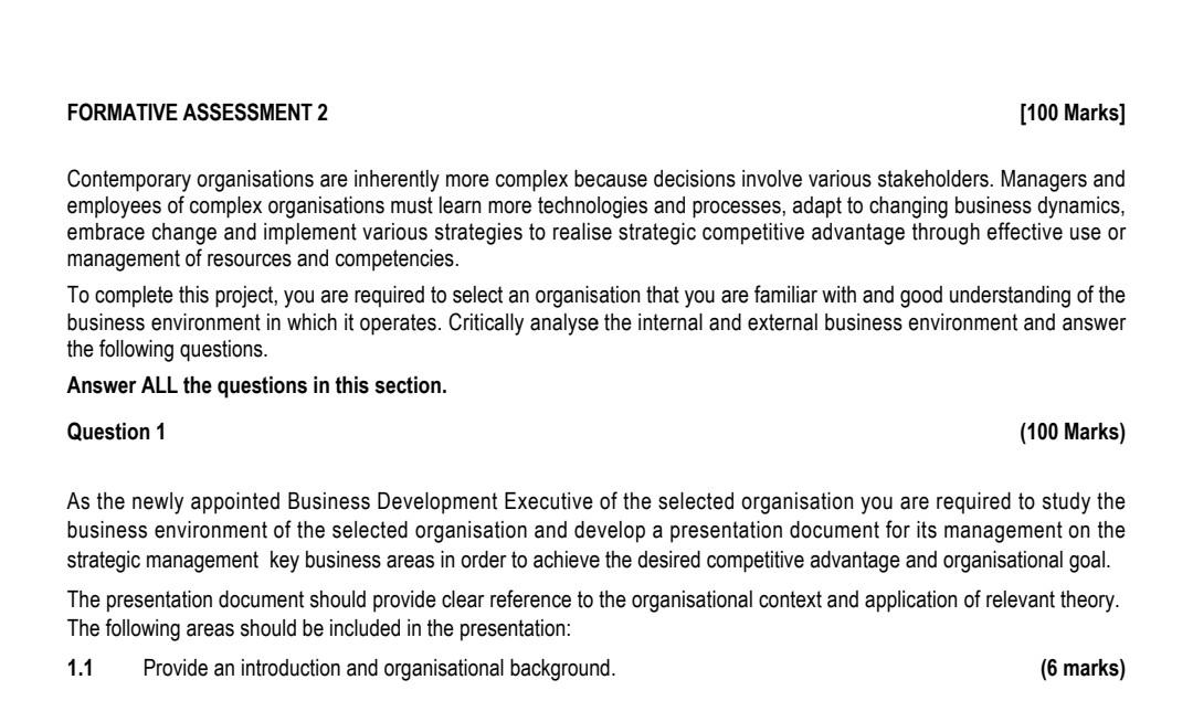 FORMATIVE ASSESSMENT 2 [100 Marks] Contemporary