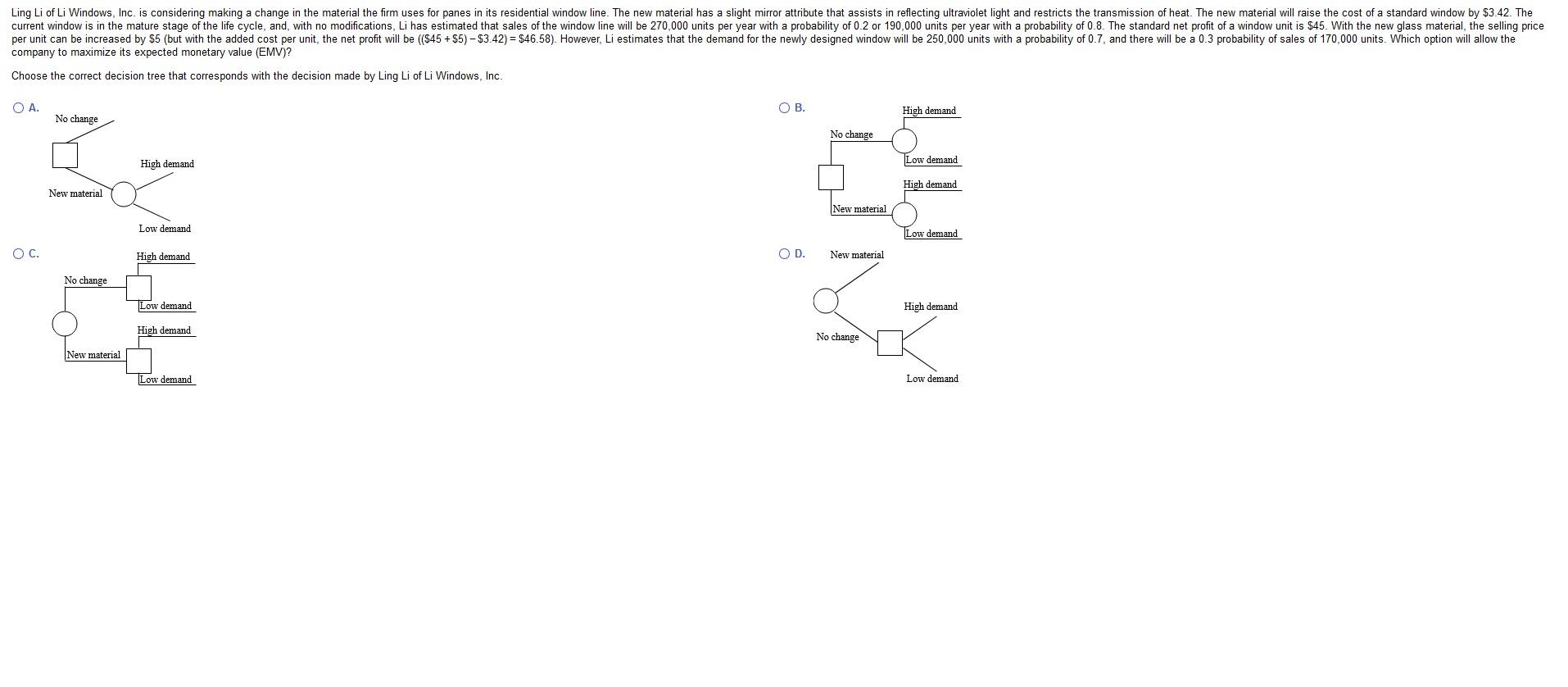 Ling Li of Li Windows, Inc. is considering making
