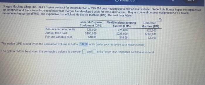 15.00 Borges Machine Shop, Inc., has a 1-year