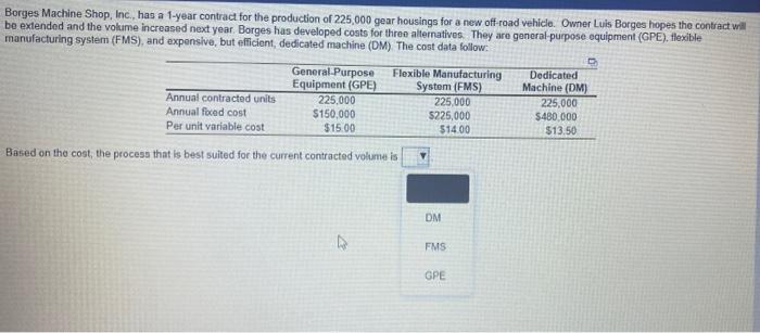Borges Machine Shop, Inc., has a 1-year contract
