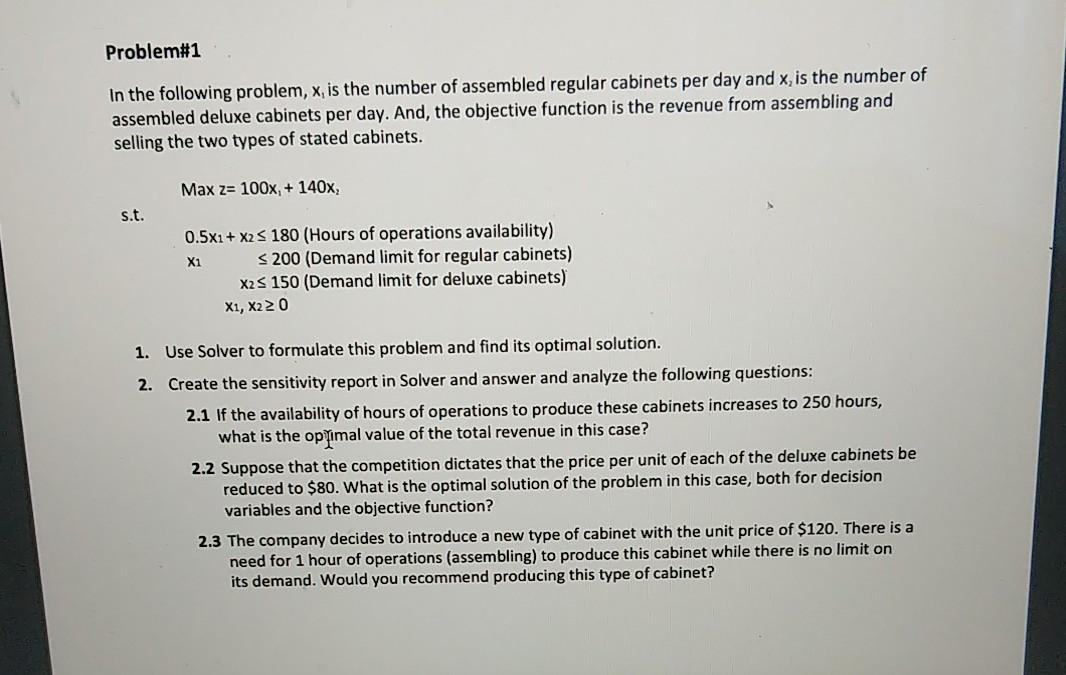 Problem#1 In the following problem, x, is the