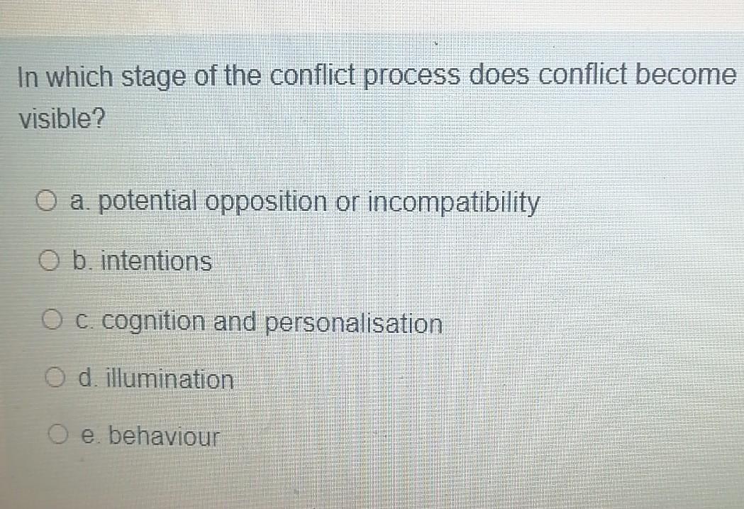 In which stage of the conflict process does