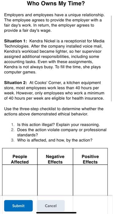 corporate social plreposibility Who Owns My Time?