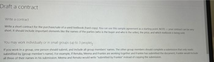 Draft a contract Write a contrad Write a short