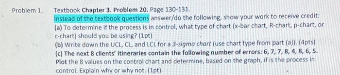 Problem 1. Textbook Chapter 3. Problem 20. Page