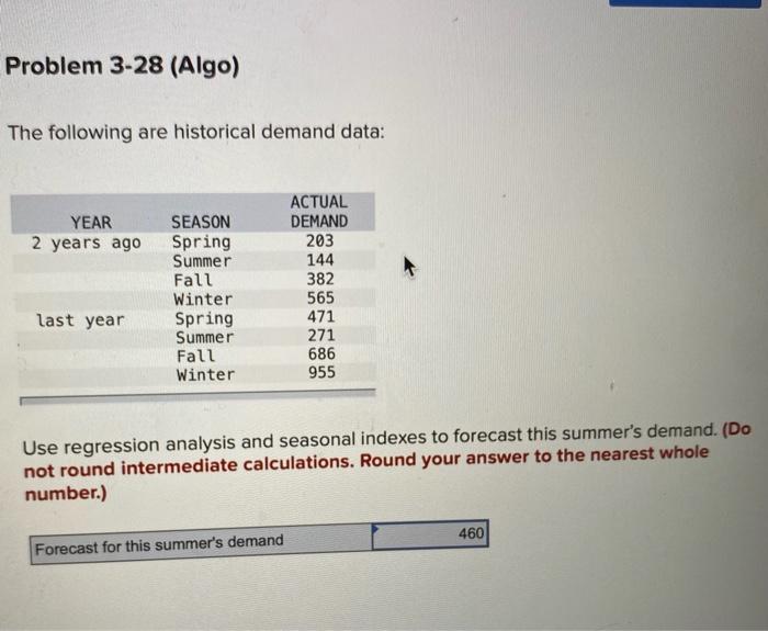 Problem 3-28 (Algo) The following are historical