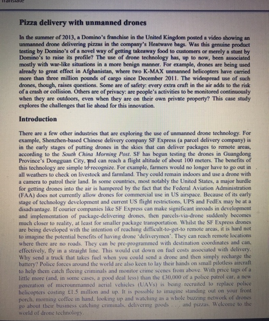 onside Pizza delivery with unmanned drones In the