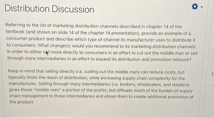 Distribution Discussion Referring to the list of