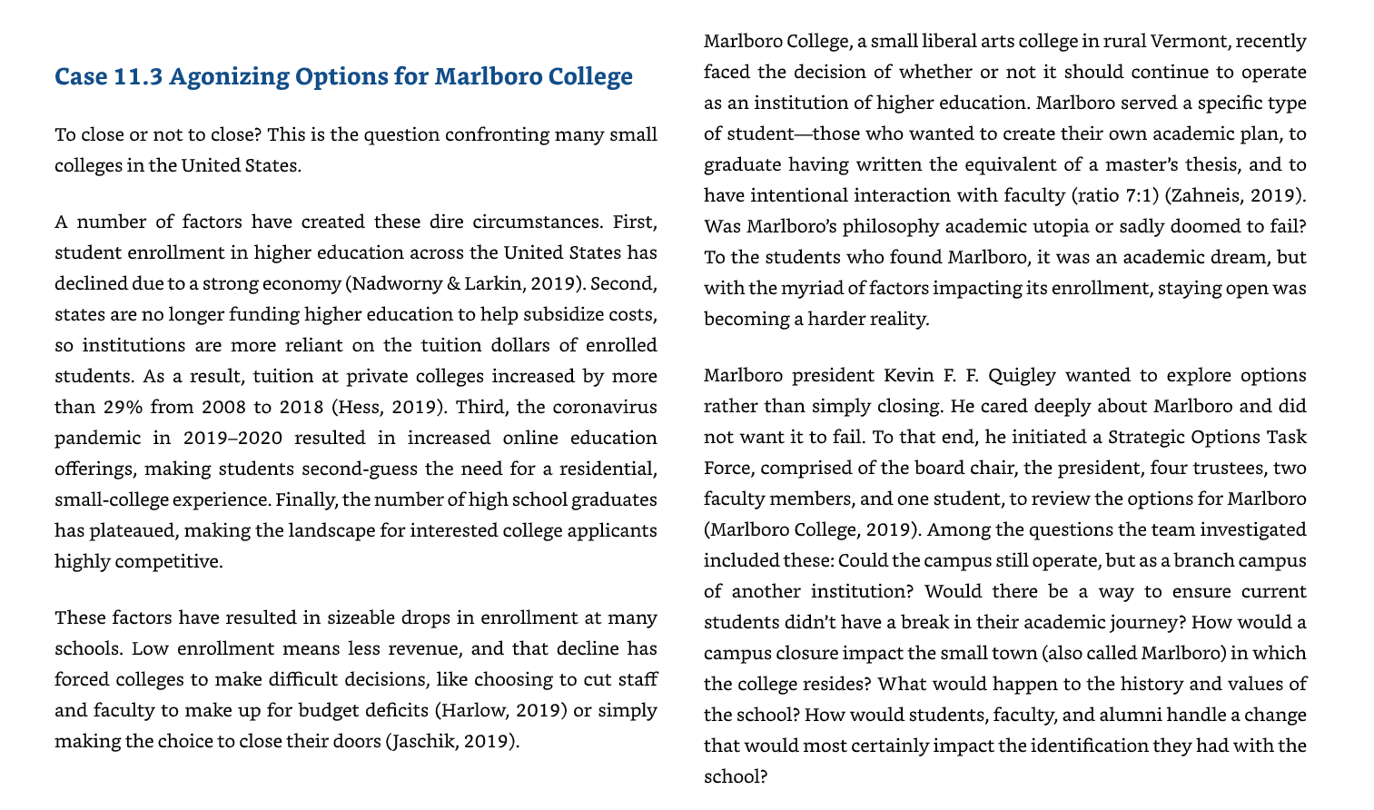 Case 11.3 Agonizing Options for Marlboro College
