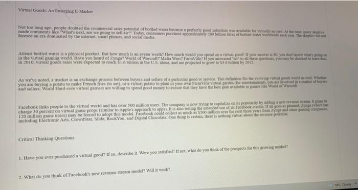 Virtual Goods: An Emerging Erket Not too long