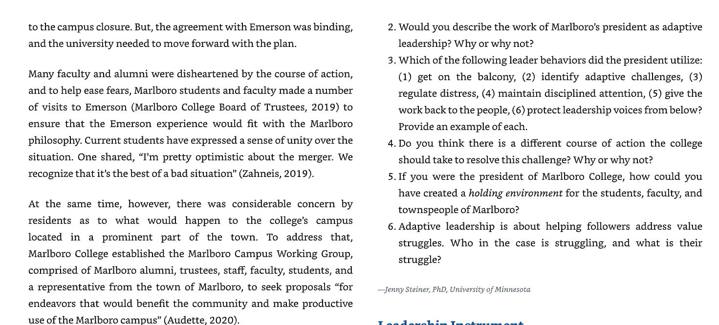 Case 11.3 Agonizing Options for Marlboro College