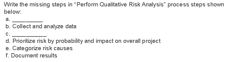 Write the missing steps in Perform Qualitative