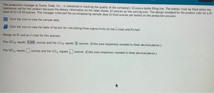 The production manager at Sunny Soda Ine, is