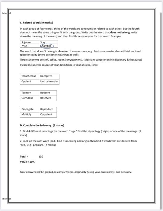 Intel Comm 1020 Vocabulary Activity 10% This