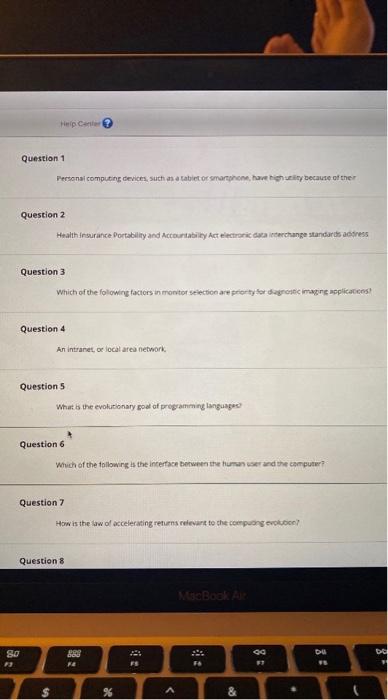 Help Center Question 1 Personal computing devices