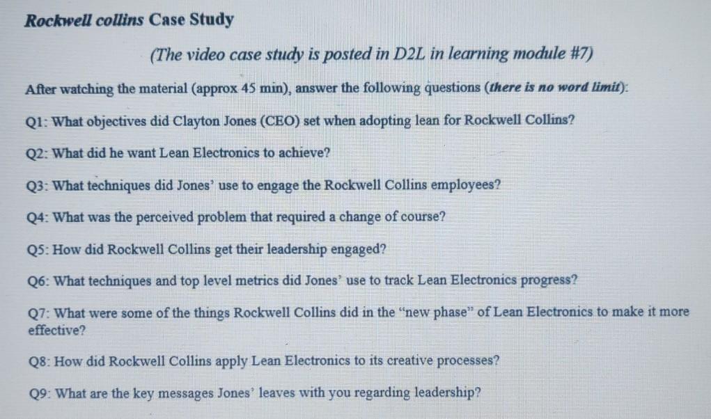 Rockwell collins Case Study (The video case study